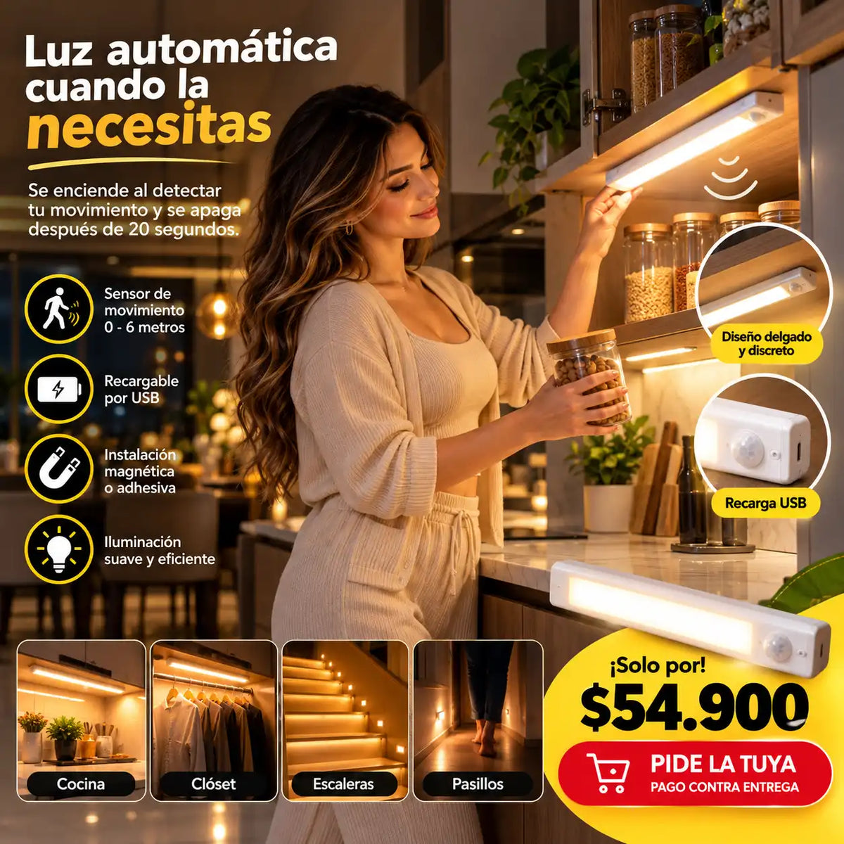 Luz LED con Sensor de Movimiento
